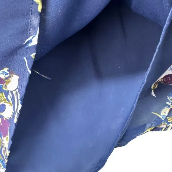 Chico’s Blouse Womens 2 Blue Stretch Floral Bird Of Paradise-Print Pullover Knit - Picture 11 of 12